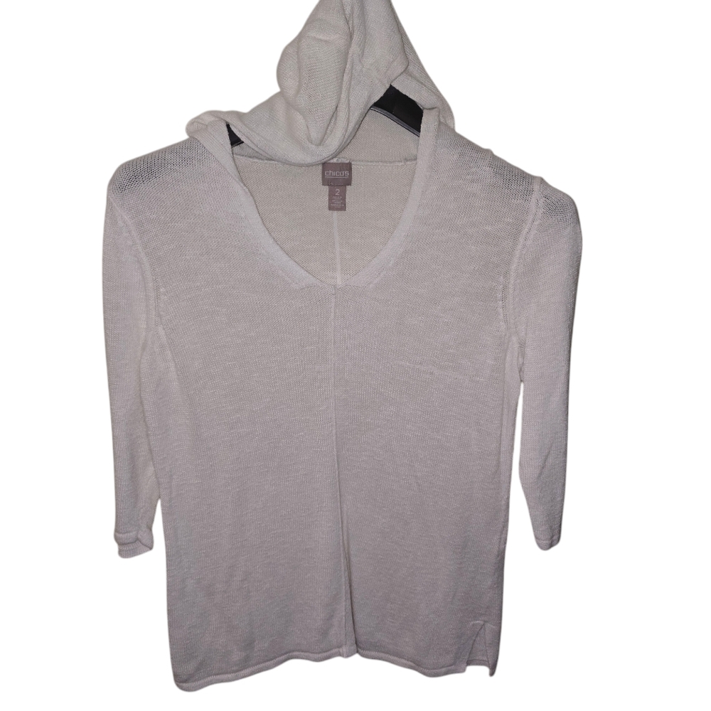 Chico's sz. Large white hooded sweater